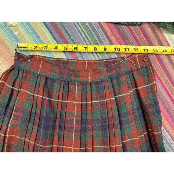 Vintage 80s plaid pleated outfit Corduroy jacket set 3pc Matching Set Sz 9 26” W - Picture 14 of 16